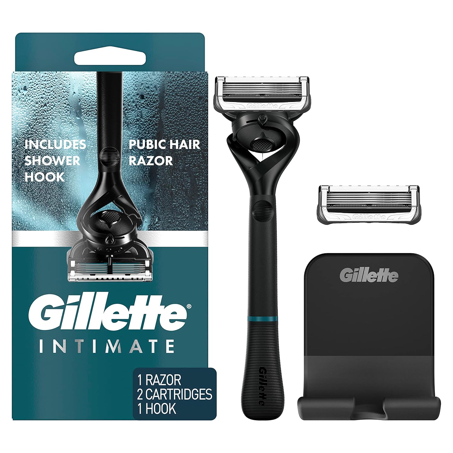 Gillette Intimate Razor For Men, Men’S Pubic Razors For Manscaping, Gentle And Easy To Use, Designed For Pubic Hair, 1 Handle, 2 Blade Refills