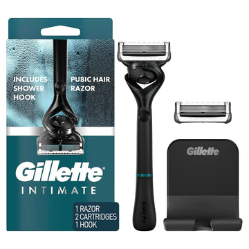 Gillette Intimate Razor For Men, Men’S Pubic Razors For Manscaping, Gentle And Easy To Use, Designed For Pubic Hair, 1 Handle, 2 Blade Refills