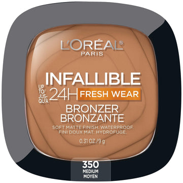 L'Oreal Paris Infallible Up To 24H Fresh Wear Soft Matte Longwear Bronzer. Waterproof, Heatproof, Transfer, Humidity And Sweatproof, Medium, 0.31 Oz