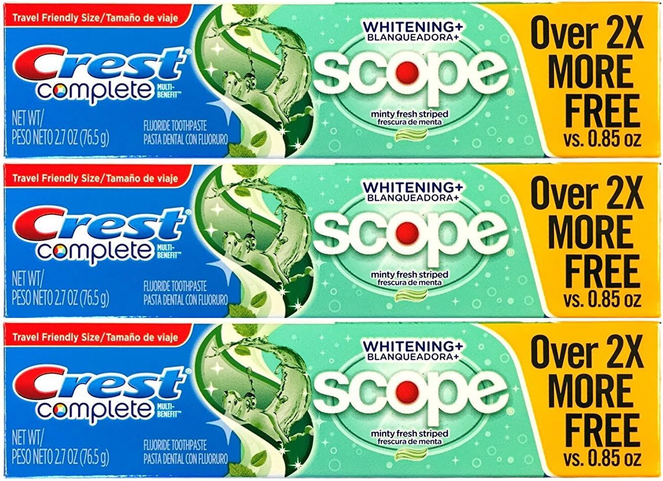 Crest Complete Plus Whitening Toothpaste, Scope Minty Fresh Taste, 2.7 Ounce (Case Of 12)