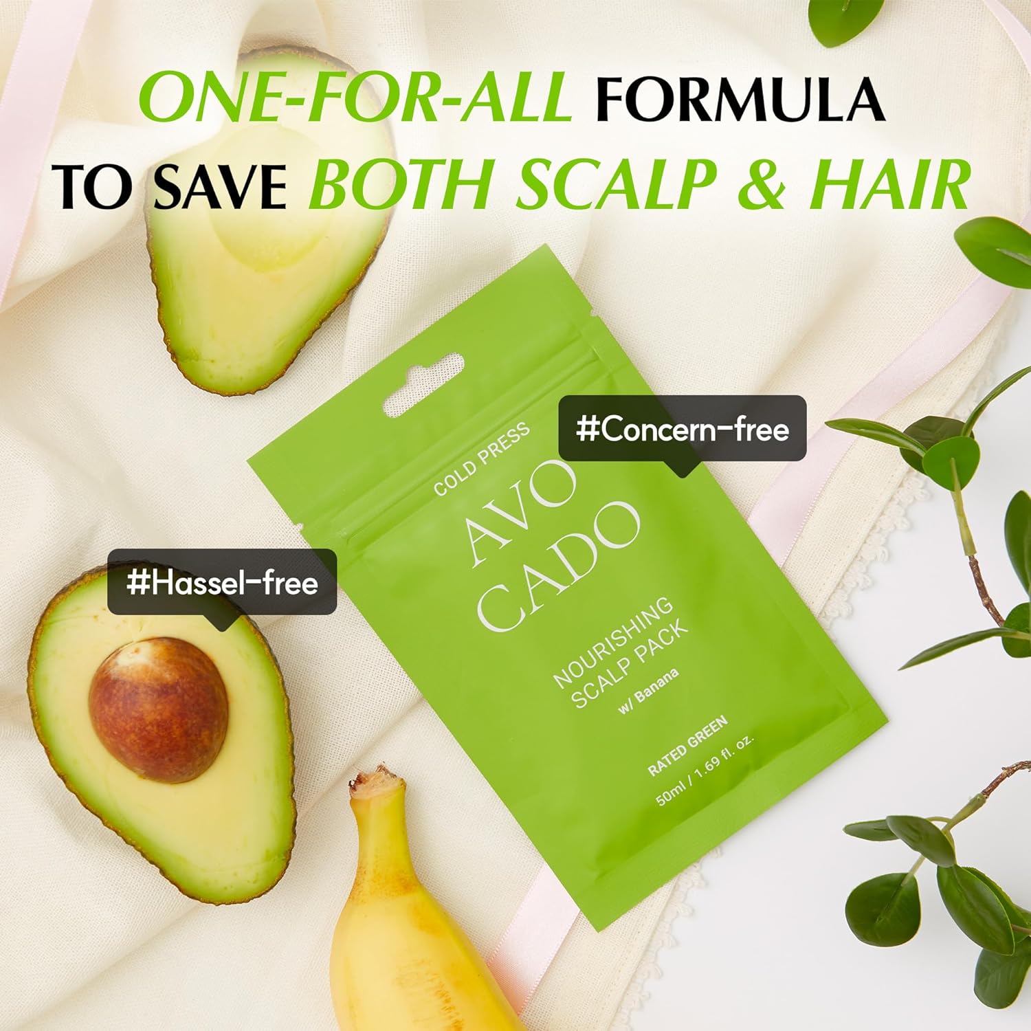 RATED GREEN COLD BREW Avocado Nourishing Scalp Pack w/Banana | Korean Hair Care Hair Conditioning Mask | Deep Conditioning Hair Mask for Dry Damaged Hair | Hydrating Hair Mask, Pack of 5, 1.69 Fl. Oz : Health & Household