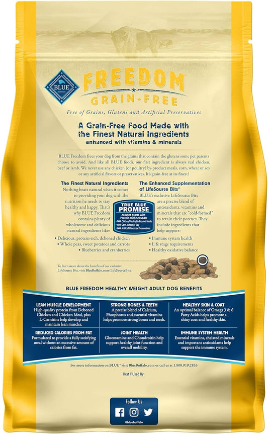 Blue Buffalo Freedom Grain Free Natural Adult Healthy Weight Dry Dog Food, Chicken 4-Lb