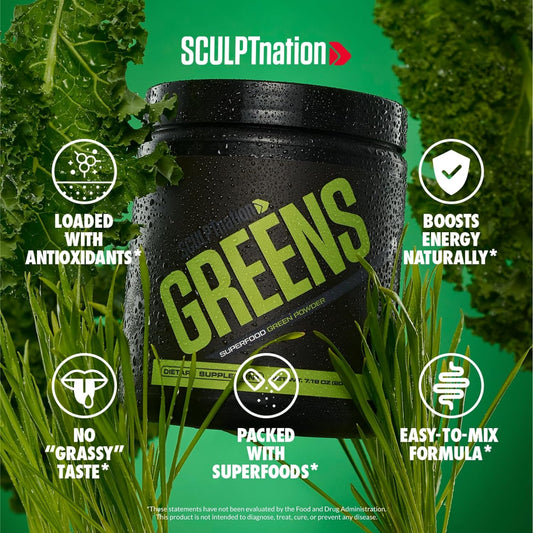 Sculpt Nation By V Shred Greens - Premium Greens Powder & Superfood Blend With Collagen To Support Skin, Digestion, And Energy - 30-Day Supply
