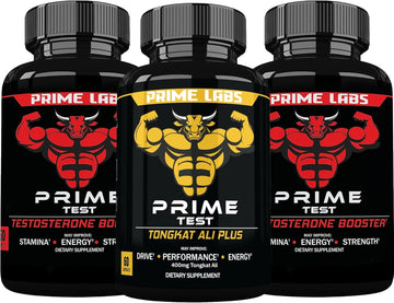 Prime Labs Prime Test Testosterone Booster (60 Ct, 2-Pack) + Tongkat Ali Plus (60 Ct)