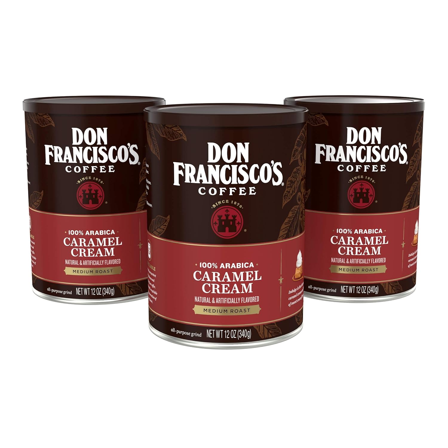 Don Francisco's Caramel Cream Flavored Ground Coffee (3 x 12 oz Cans)