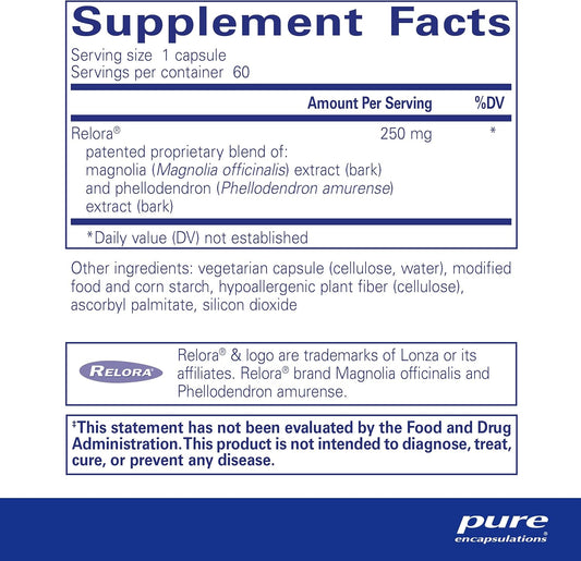 Pure Encapsulations Relora | Hypoallergenic Supplement Promotes Healthy Cortisol And Dhea Production And Moderates Occasional Stress | 60 Capsules