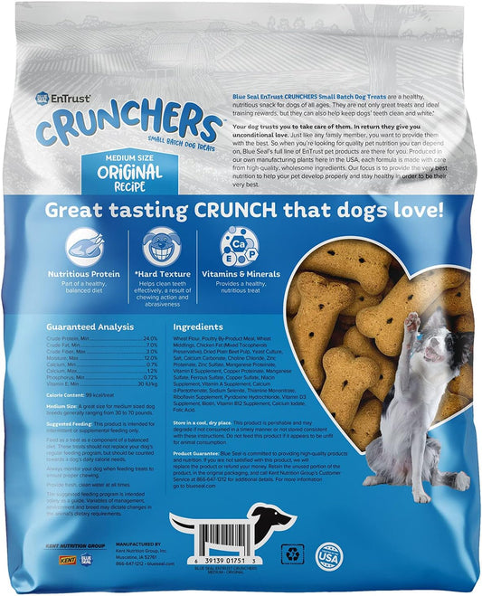 Blue Seal Entrust Crunchers Dog Treats For Medium Size Dogs | Small Batch, Oven Baked, Premium Ingredients | Original Recipe | 3.5 Pound Bag