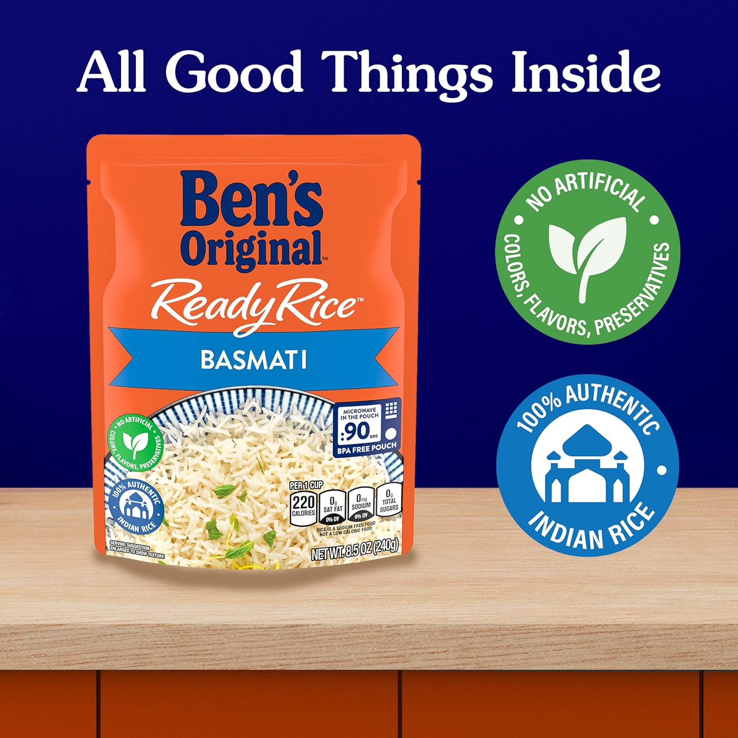 BEN'S ORIGINAL Ready Rice Basmati Rice, Easy Side Dish, 8.5 OZ Pouch (Pack of 12) : Everything Else