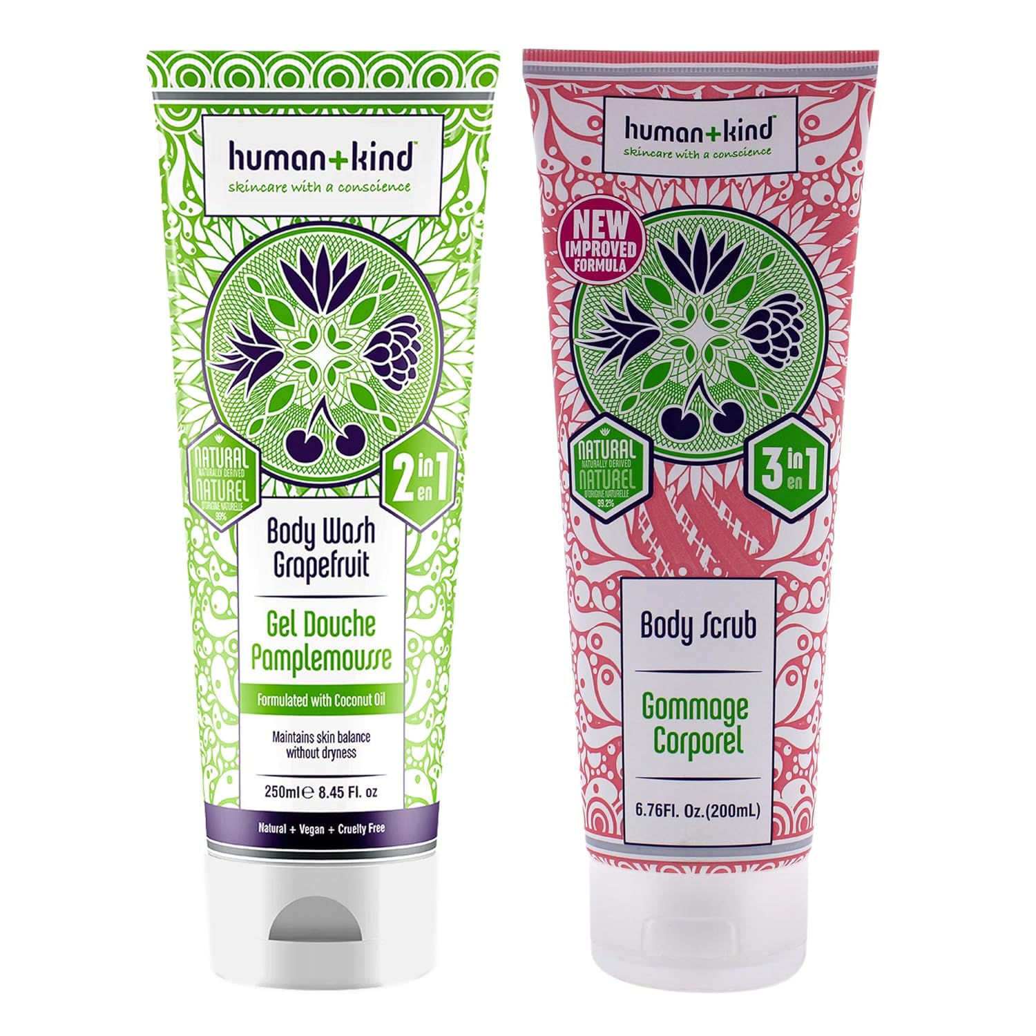 Human+Kind Body Wash And Body Scrub Kit Unisex 2 Pc : Beauty & Personal Care