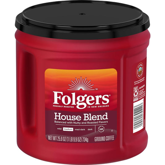 Folgers House Blend Medium Roast Ground Coffee, 25.9 Ounce (Pack of 6)