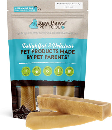 Raw Paws Yak Cheese Himalayan Yak Chews For Large Dogs, Large (3-Count) - Himalayan Cheese For Large Dogs - Yak Bones For Dogs - Yak Milk Bones For Dogs - Dog Cheese Chews Himalayan - Dog Yak Chews