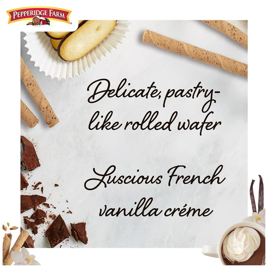 Pepperidge Farm Pirouette Cookies, French Vanilla Flavored Crème Filled Wafers, 13.5 Oz Tin