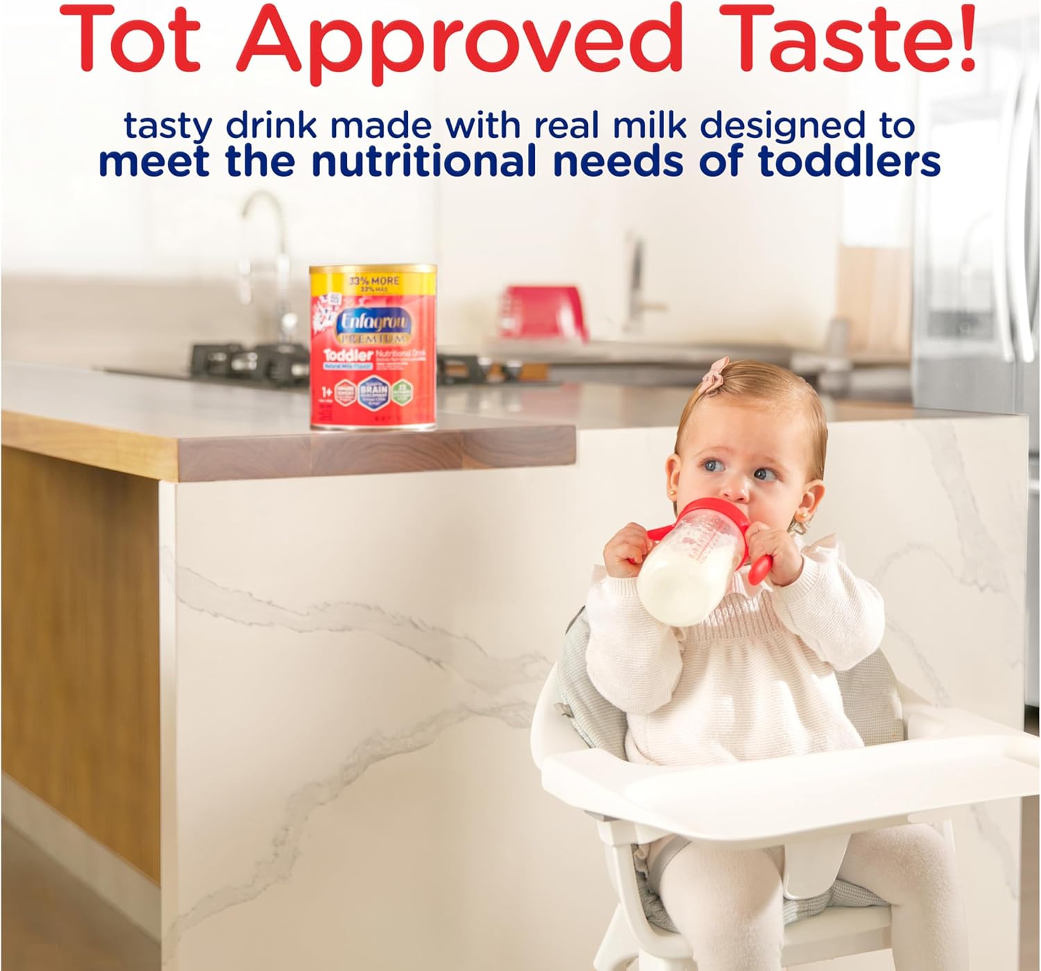 Enfagrow Premium Toddler Nutritional Drink, Made With Real Milk, Brain-Building Omega-3 Dha, Nutrients And Prebiotics For Growth & Immune Support, Non-Gmo, Toddler Milk Powder, 24 Oz Can : Baby