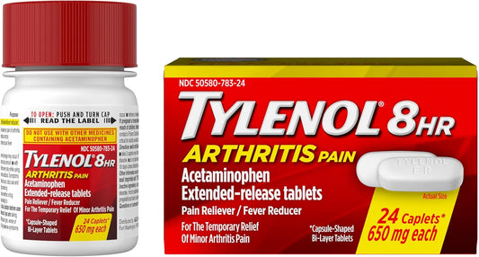 Tylenol 8 Hour Arthritis Pain Relief Extended-Release Tablets, 650 Mg Acetaminophen, Joint Pain Reliever & Fever Reducer Medicine, Oral Pain Reliever For Arthritis & Joint Pain, 24 Count