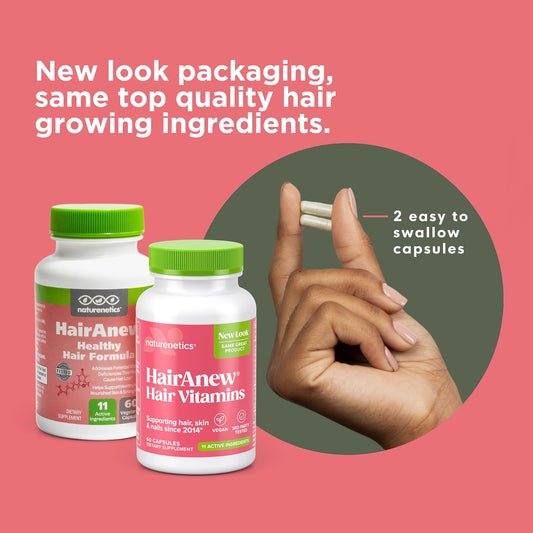 Naturenetics Hairanew Hair Growth Vitamins For Women & Men - Hair Vitamins For Faster Hair Growth & Thickness - Part Of Proceeds Go To Hair Loss Charity - Vegan Hair Supplement For Hair Skin Nails (1)