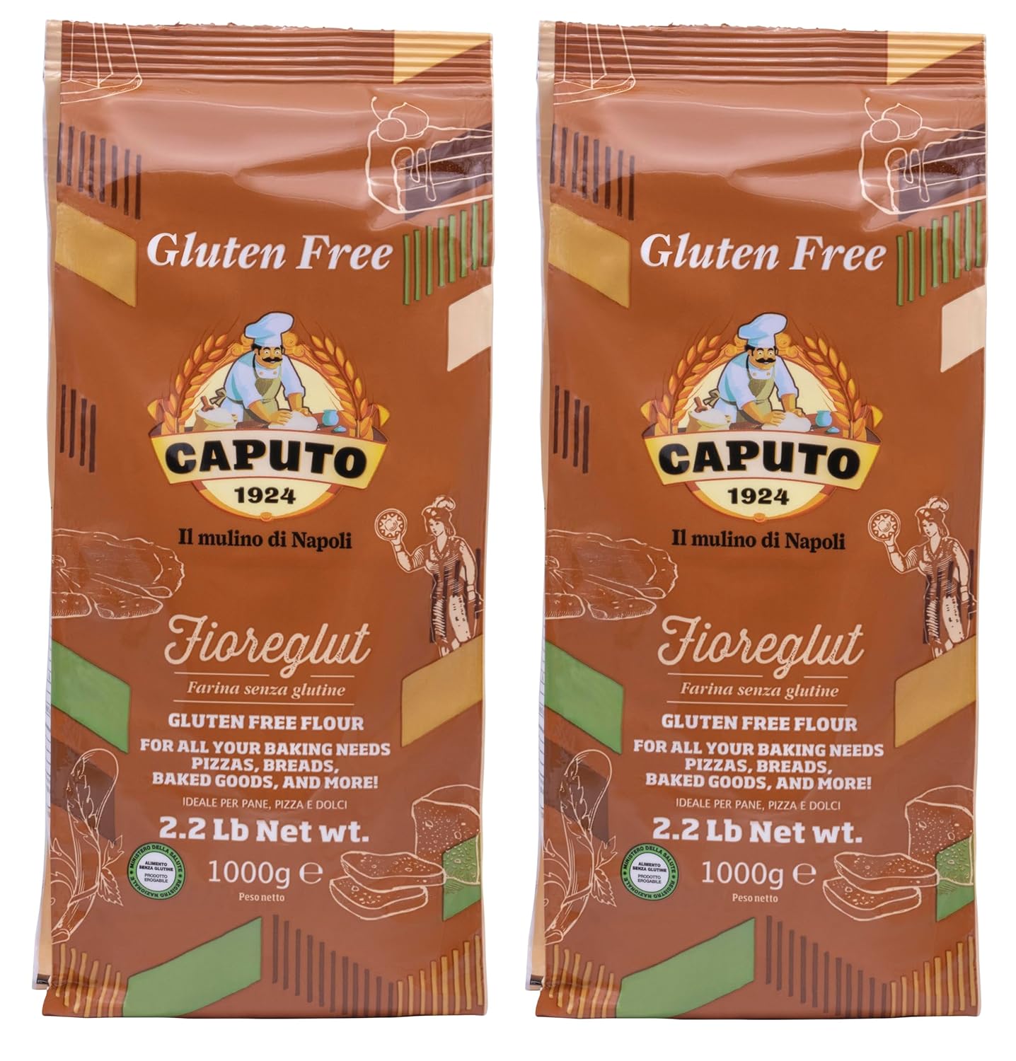 Antico Molino Napoli Antimo Caputo Pizza Flour, Gluten Free, 2.2 Pound (Pack Of 2)