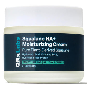 Qrxlabs Plant-Based Squalane Ha+ Moisturizing Cream With Hyaluronic Acid – Sugarcane-Derived Squalane Face & Body Moisturizer – 2 Fl Oz (60 Ml) - Moisturizer Face Cream