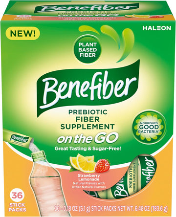 Benefiber Fiber Supplement, Strawberry Lemonade, On The Go Stick Packs, 36 Count