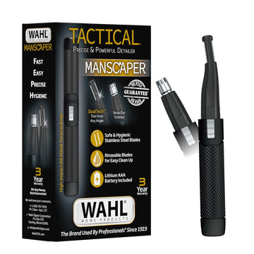 Wahl Manscaper ® 2 In 1 Lithium Battery Tactical® Dual Sided Eyebrow Trimmer And Nose Hair Trimmer For Men – Model 3023805