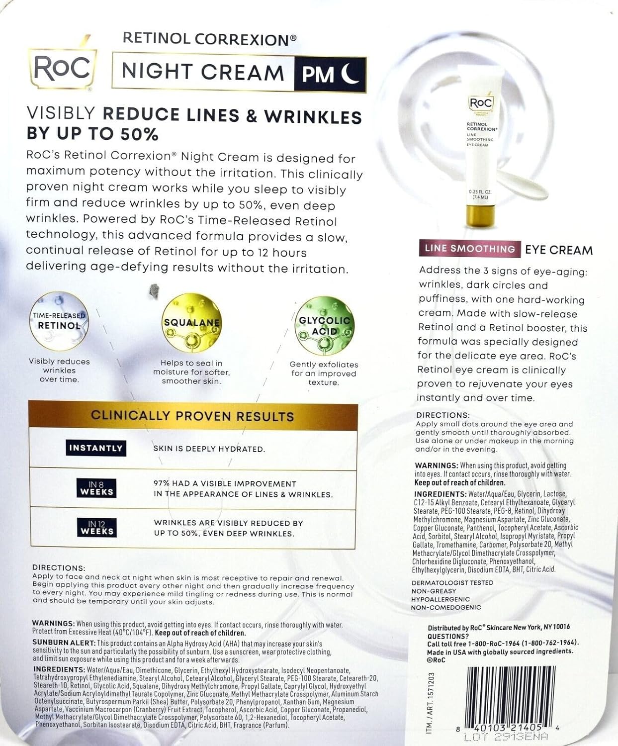 Roc Deep Wrinkle Night Cream Double Pack - New Larger Size 10% More!! , 1 Fl Oz (Pack Of 2)