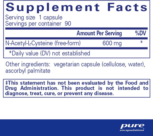 Pure Encapsulations Nac 600 Mg - Nac Supplement For Lung Health & Immune Support, Liver Support & Antioxidants Capsules