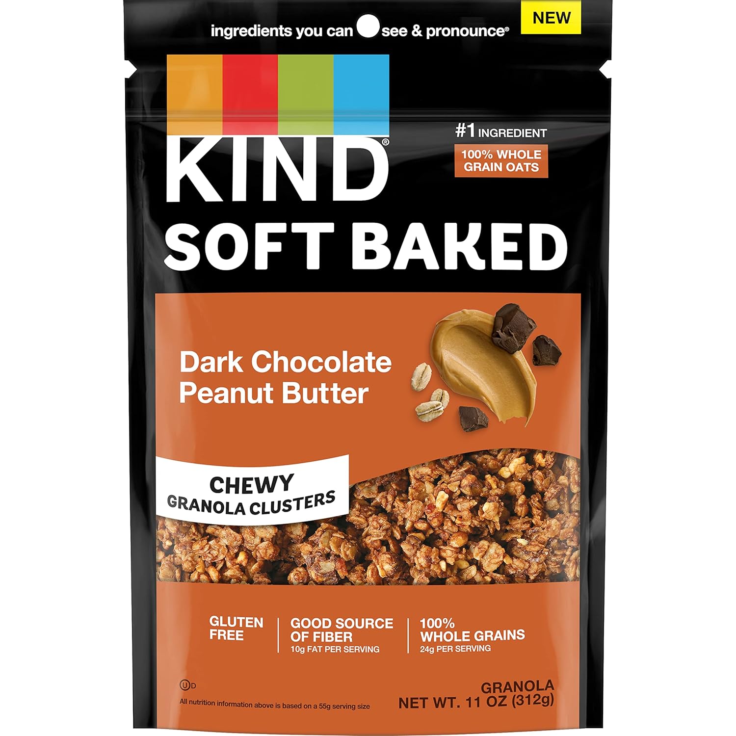 Kind Soft Baked Granola, Dark Chocolate Peanut Butter, 11 Oz (Pack Of 5)