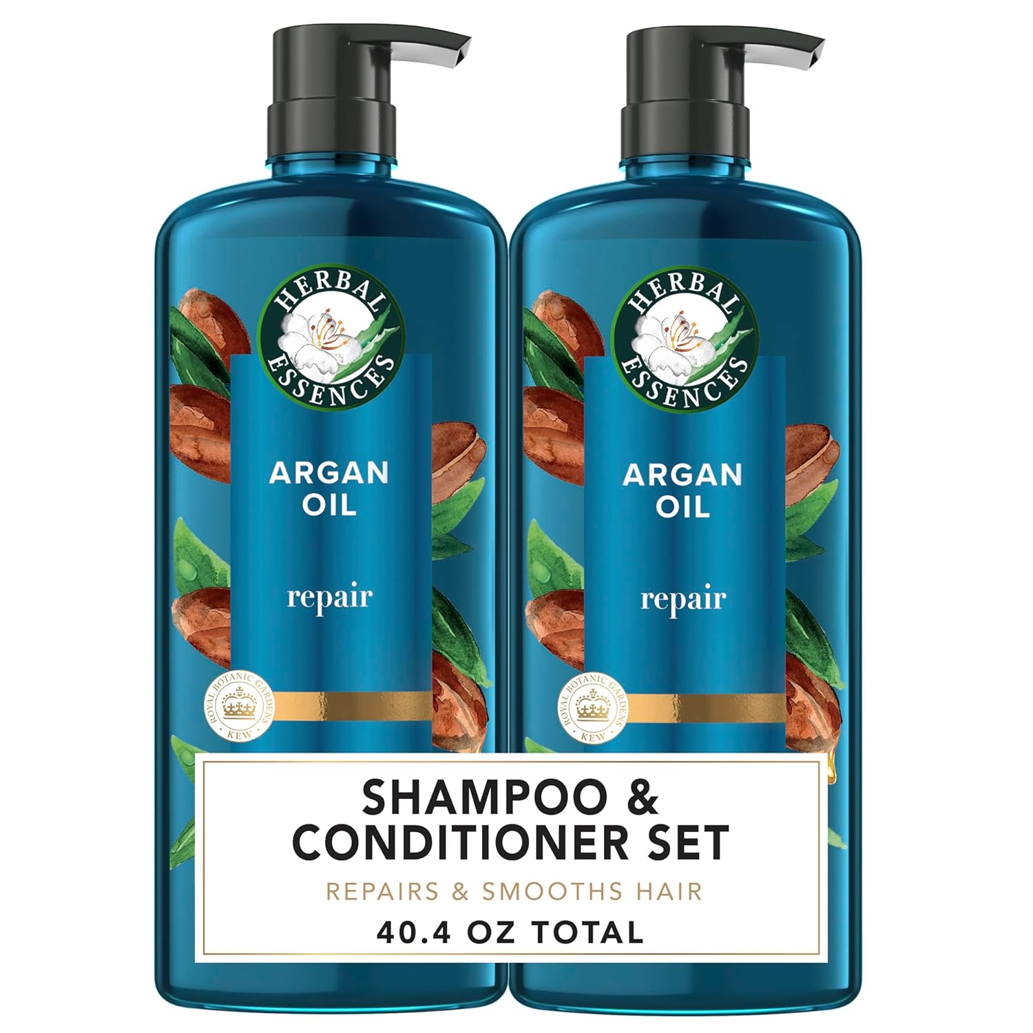 Herbal Essences Argan Oil Of Morocco Shampoo & Conditioner Set, Repair & Smooth, Kew Endorsed, Fizzy Citrus Scent, Paraben-Free, Safe For Color-Treated Hair, Ph-Balanced, 20.2 Fl Oz Each, 2 Pack