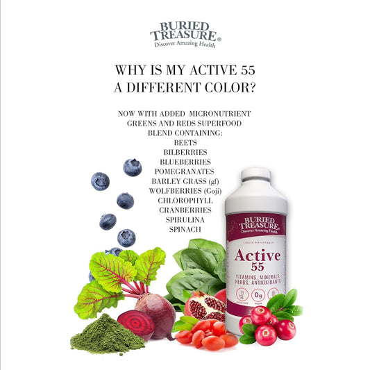 Buried Treasure Active 55 Plus Daily Vitamins Minerals Antioxidants And Herbal Blend For Active Adults 32 Oz