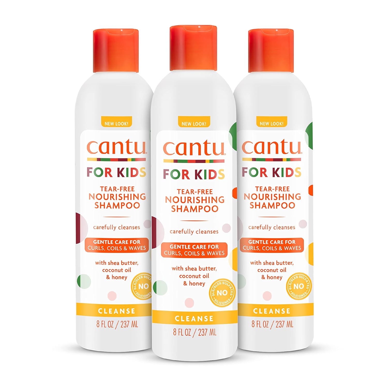 Cantu Care For Kids Tear-Free Nourishing Shampoo With Shea Butter, 8 Fl Oz (Pack Of 3) (Packaging May Vary)