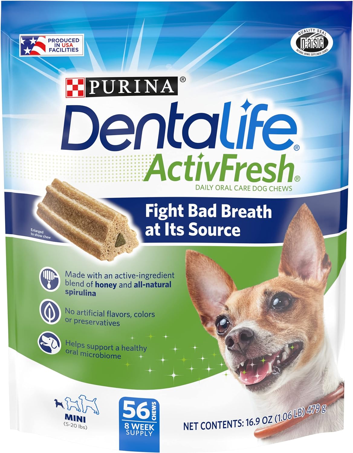 Dentalife Purina ActivFresh Daily Oral Care Mini Dog Chews - 56 Treats