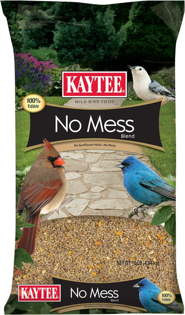 Kaytee Wild Bird (No Mess Or Waste Free) Food Seed Blend For Blue Jays, Woodpeckers, Juncos, Cardinals, Grosbeaks, Sparrows, And Finches, 10 Pound, (Packaging May Vary)