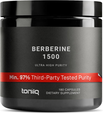 Toniiq Ultra High Strength Berberine 1500Mg From The Himalayas Berberine Supplement - 97% Highly Purified And Bioavailable -Wild Harvested-Concentrated Formula Hcl -3 Caps Serving-180 Veggie Caps