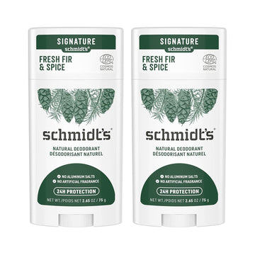 Schmidt'S Aluminum Free Natural Deodorant Fresh Fir & Spice 2-Pk For Women And Men, With 24 Hour Odor Protection, Certified Natural, Cruelty Free, Vegan Deodorant 2.65Oz