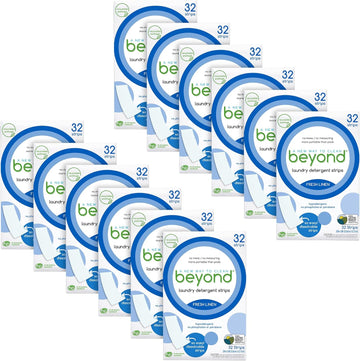 Beyond Laundry Detergent Strips [12 Packs Of 32 Strips] - Fresh Linen - Eco-Friendly, Hypoallergenic. Travel Friendly. Dissolvable Strips