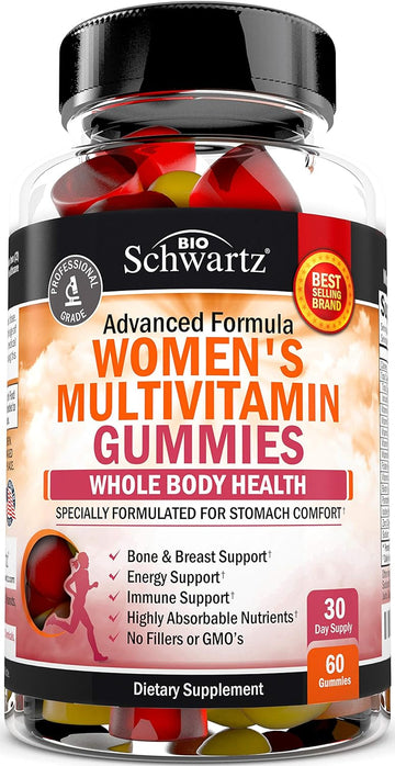 Women'S Multivitamin Gummies With A C B6 B12 D & E Vitamins For Immune Support - Gummy Multivitamins For Bone Breast Skin Joint & Energy Health - Multivitamin For Women - Mixed Berry Flavor, 60 Count