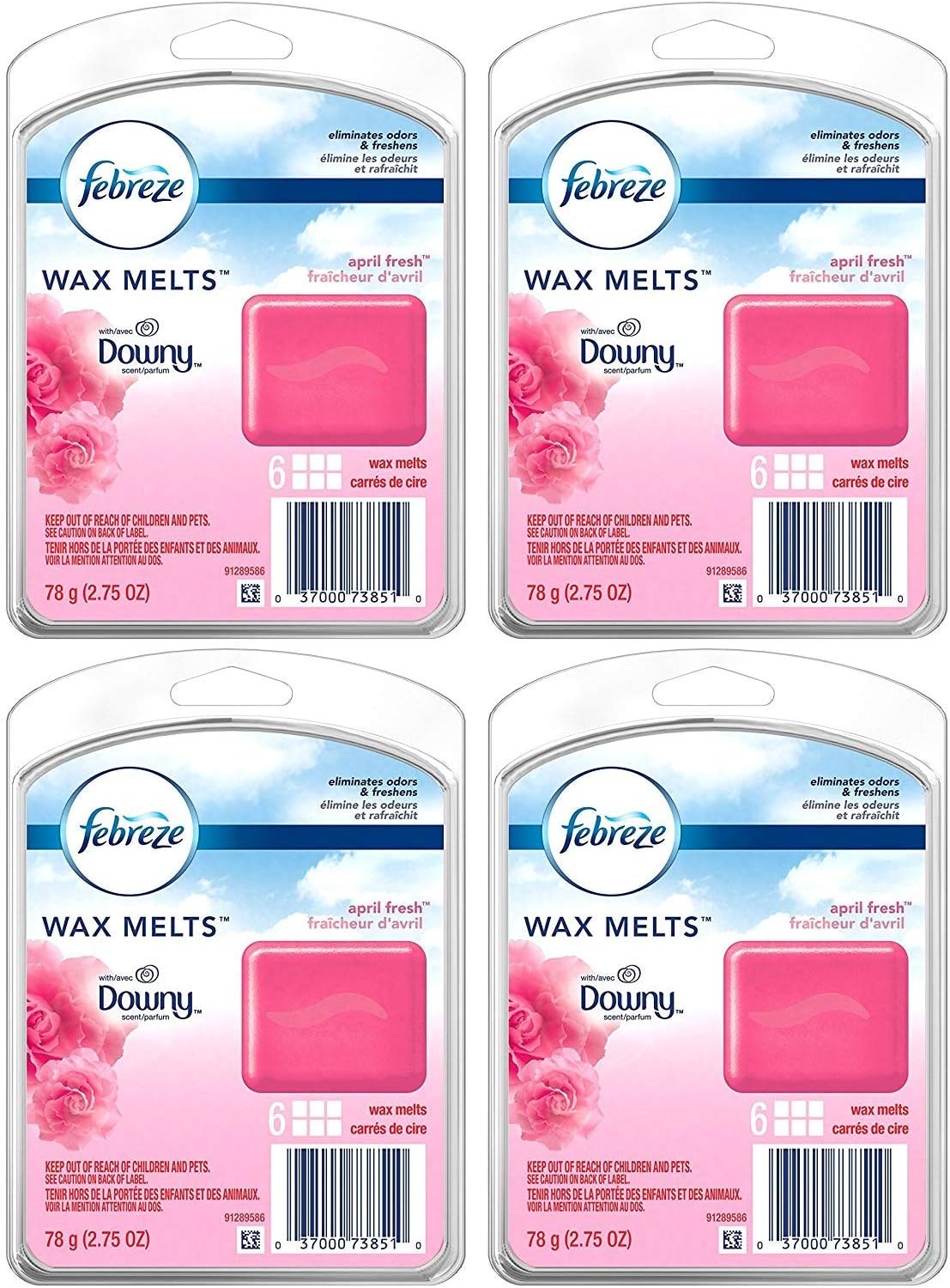 Febreze Wax Melts Air Freshener - with Downy April Fresh Scent - Net Wt. 2.75 OZ (78 g) Per Package - Pack of 4 Packages