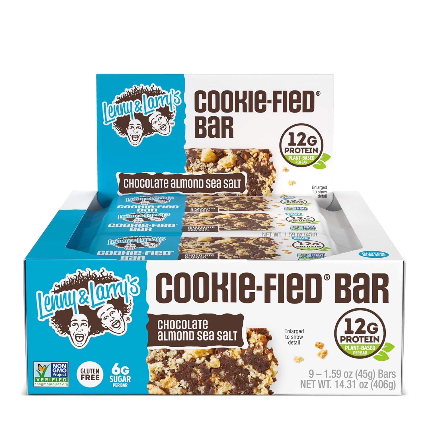 Lenny & Larry'S Cookie-Fied Plant-Based Protein Bar, Vegan And Non-Gmo, Chocolate Almond Sea Salt, 45 G, 9 Count