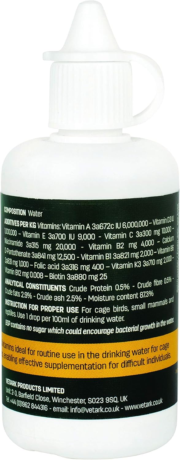 BSP Vitamin Drops |High Potency Liquid Vitamin Supplement for Birds, Reptiles, Wildlife & Rabbits | 50ml bottle :Pet Supplies