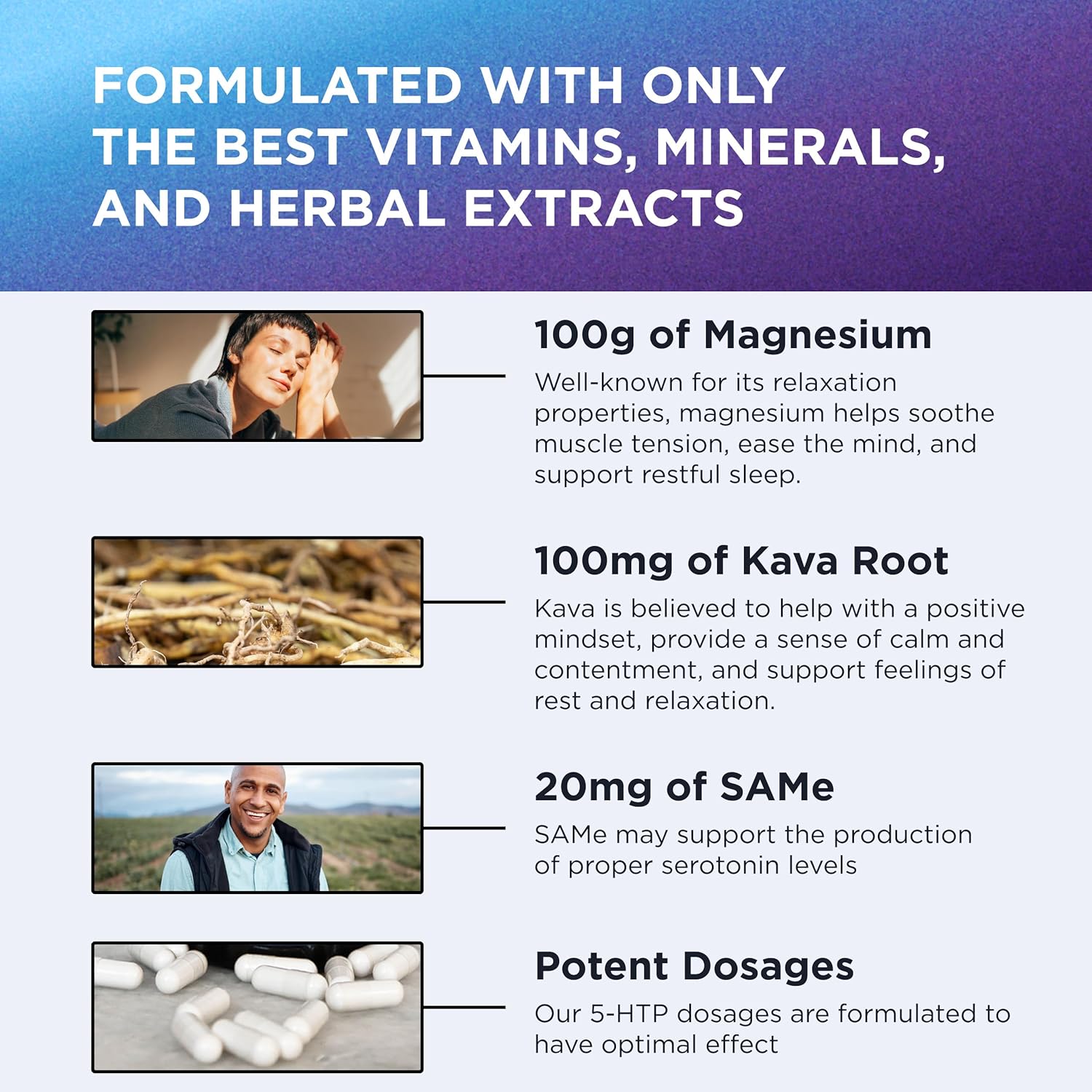 200 Mg 5-Htp Elite With Kava Root Extract, Magnesium & Sam-E To Maintain Normal Healthy Sleep & Create A Sense Of Wellbeing - 5Htp Supplement With Vitamin B6 - 60 Capsules, 30 Servings : Health & Household