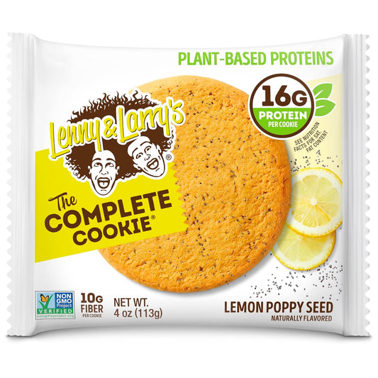 Lenny & Larry's The Complete Cookie, Lemon Poppy Seed, Soft Baked, 16g Plant Protein, Vegan, Non-GMO, 4 Ounce Cookie (Pack of 12)