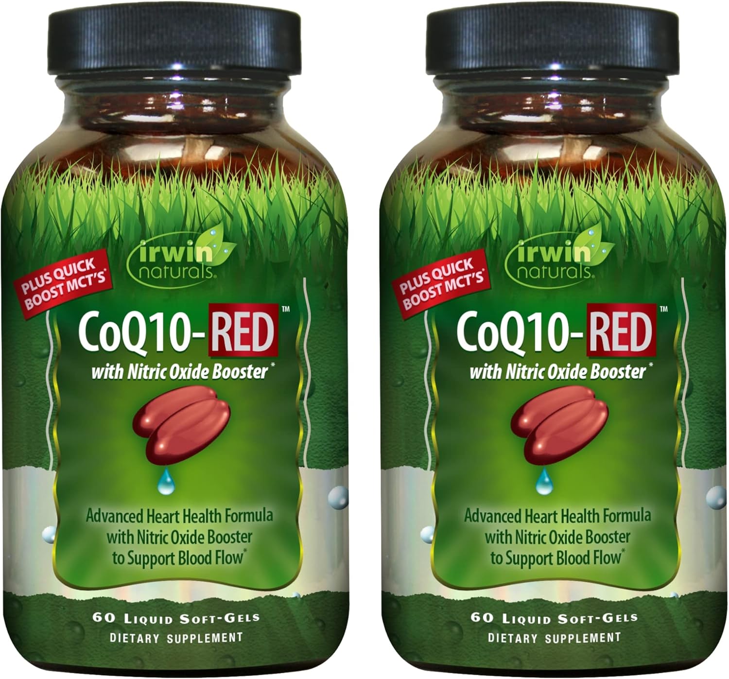 Irwin Naturals Coq10-Red - 60 Liquid Soft-Gels, Pack Of 2 - Advanced Heart Health Support With Nitric Oxide Booster To Support Blood Flow - 60 Total Servings