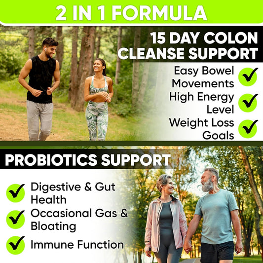 15 Day Gut Cleanse Detox For Women & Men - Advanced 15 Days Colon Cleanse With Probiotics And Psyllium Husk For Constipation Relief, Digestive Health, Colon Cleanser & Gut Health.60 Caps