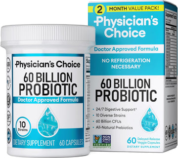 Physician'S Choice Probiotics 60 Billion Cfu - 10 Strains + Organic Prebiotics - Immune, Digestive & Gut Health - Supports Occasional Constipation, Diarrhea, Gas & Bloating - For Women & Men - 60Ct