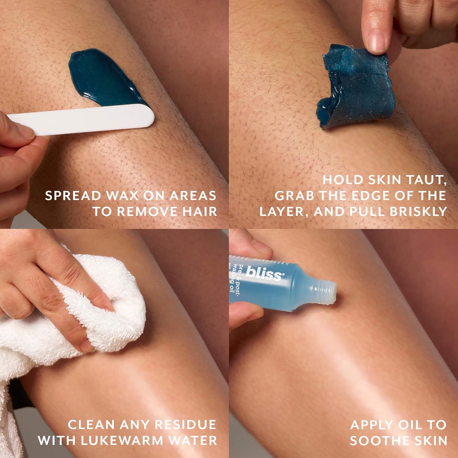 Bliss Poetic Waxing At Home Wax Kit - 5.3 Fl Oz - Microwavable Stripless Wax Hair Removal Kit - Fragrance Free - Safe For All Skin Types - 6 Pc Set : Beauty & Personal Care