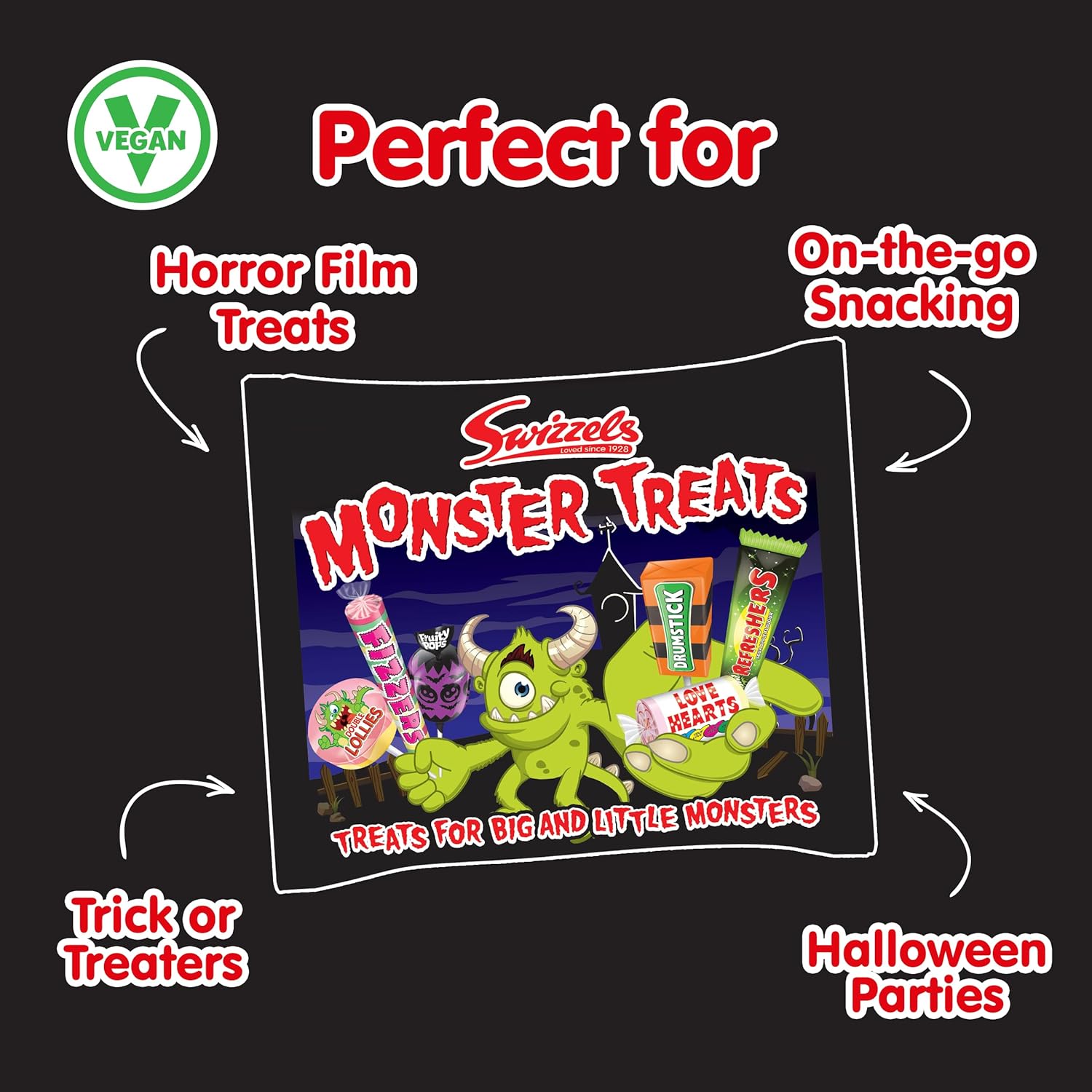 Swizzels Monster Treats Bag 440g - Perfect Halloween Sweets, Fun Swizzels Candy for Trick or Treat, Parties & Sharing : Amazon.co.uk: Grocery