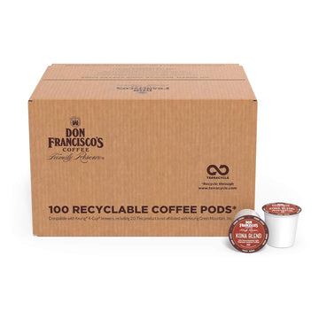 Don Francisco's Kona Blend Medium Roast Coffee Pods - 100 Count - Recyclable Single-Serve Coffee Pods, Compatible with your K- Cup Keurig Coffee Maker