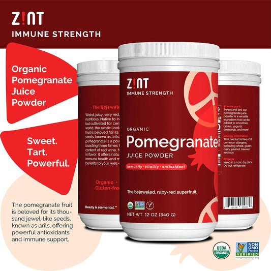 Zint Pomegranate Powder, Organic (12 oz): Antioxidant Pomegranate Juice, Pure Pomegranate Supplement, Sugar-Free, USDA Organic, Non-GMO, Vegan