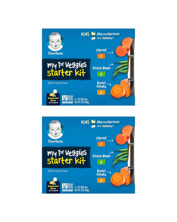 Gerber My 1St Veggies Starter Kit, Carrot, Green Bean & Sweet Potato Puree, 2 Ounce - 6 Count (Pack Of 2)