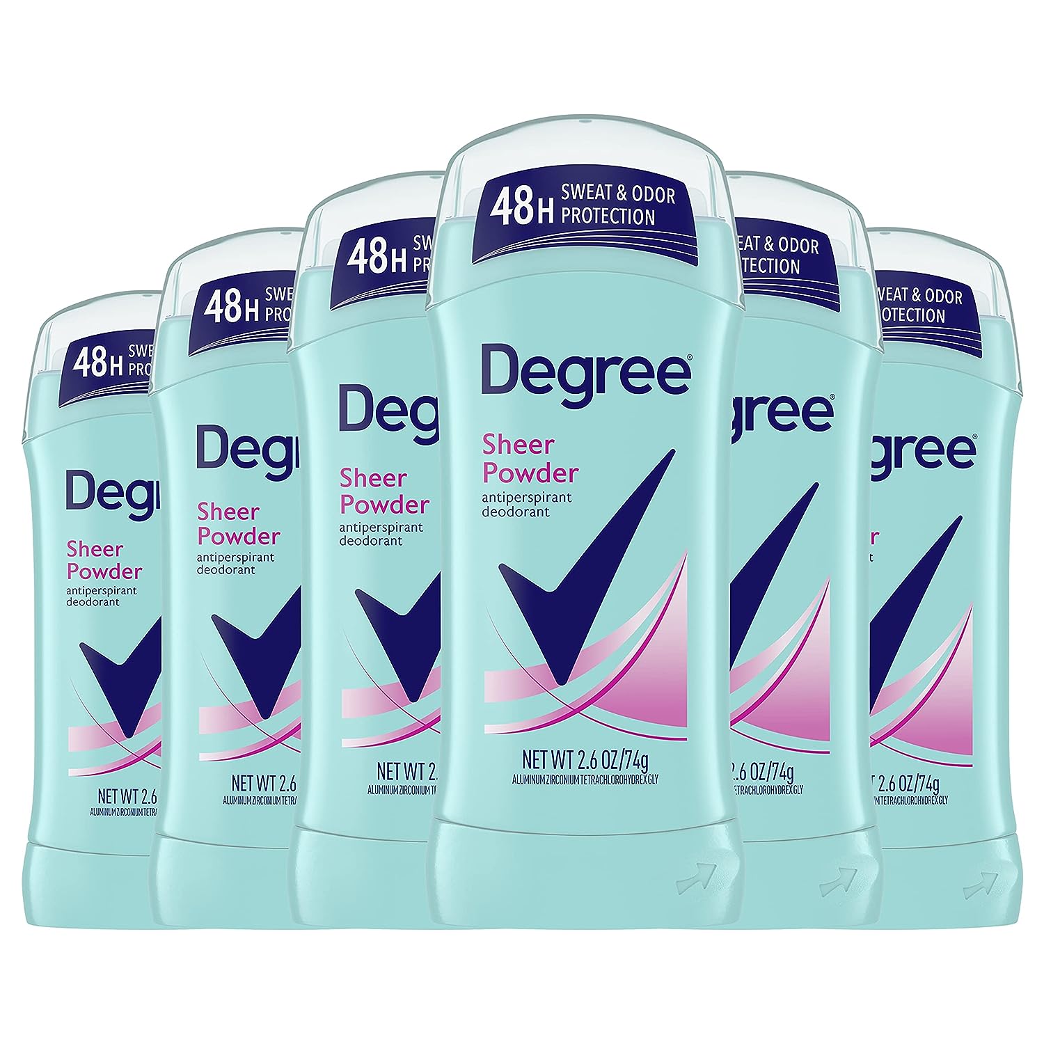 Degree Original Antiperspirant Deodorant 48-Hour Sweat & Odor Protection Sheer Powder Antiperspirant for Women 2.6 Oz (Pack of 6)
