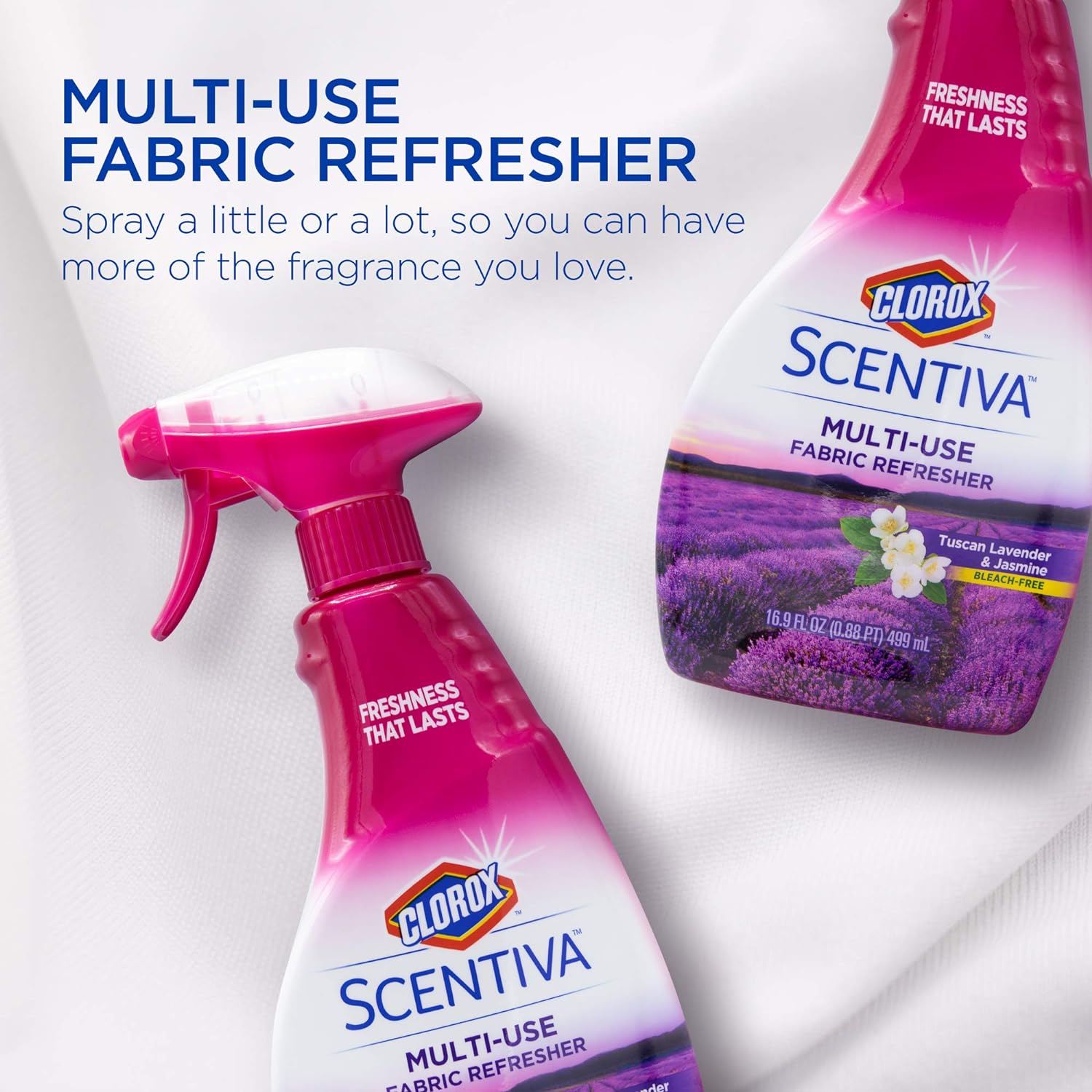 Clorox Scentiva Multi-Use Fabric Refresher Spray | Fabric Freshener for Closets, Upholstery, Curtains, and Carpets | Tuscan Lavender & Jasmine | 16.9 Ounces (Pack of 2) : Health & Household